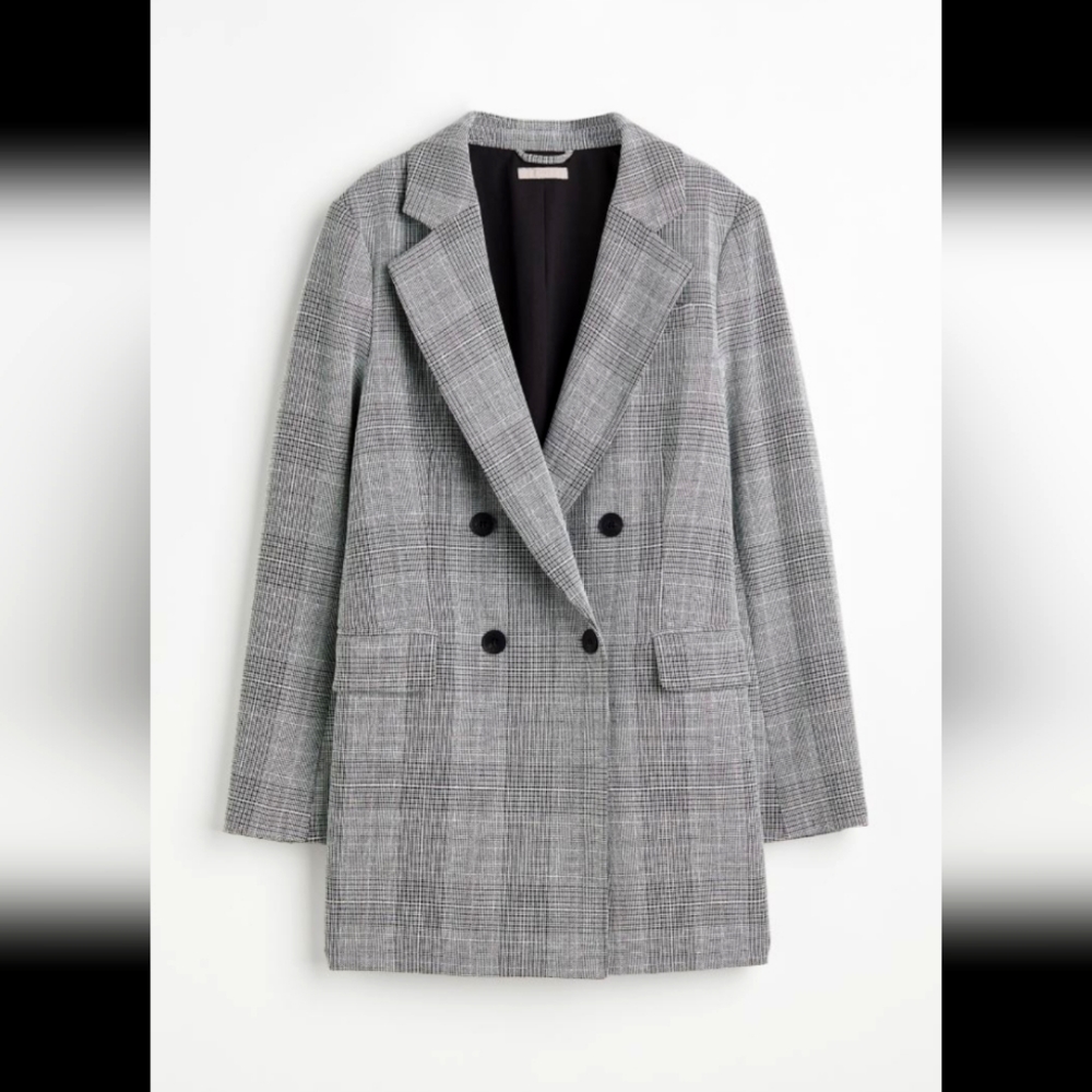 Double breasted large plaid jacket